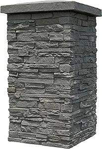 NextStone Faux Polyurethane Stone Column Wrap - Onyx - for Home Improvement/DIY Friendly (Quantity 1 = 4 Interlocking Sides)