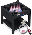 ARC Single Burner Propane Stove, 200,000BTU Cast Iron High Pressure Outdoor Propane Burner Cooker,16.5"Heavy Duty Square Stove, Great For Outdoor Cooking Turkey Fry,Seafood Boil,Homebrewing