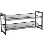 Shoe Rack, 2-Tier Stackable Shoe Storage Shelf, Metal Mesh