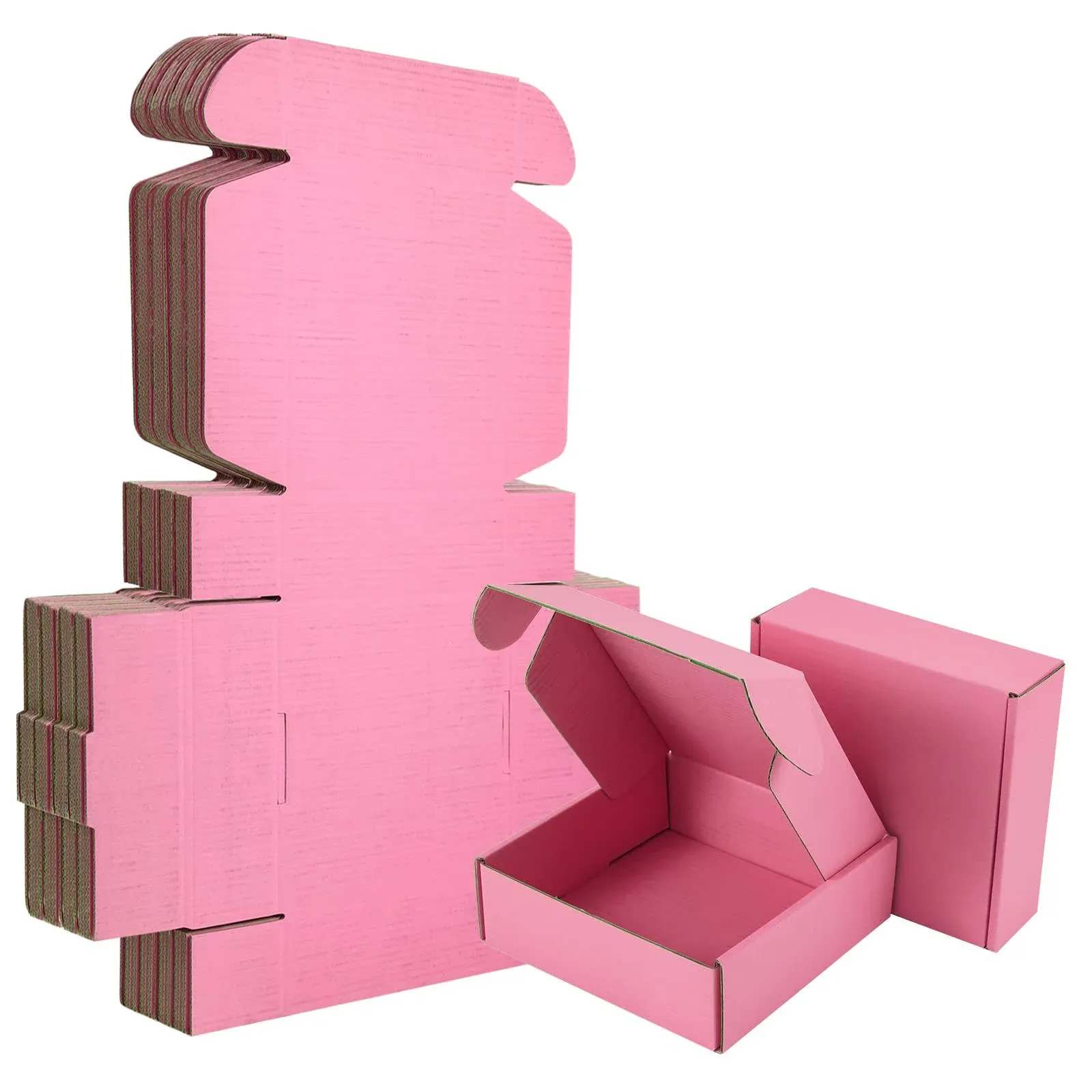 25 Pack Small Shipping Boxes Pink Corrugated Cardboard Box 6x4x3 inches，Corrugated Box for Packaging Small Business,Mailing Packing Literature Mailer,Shipping Gift Boxes