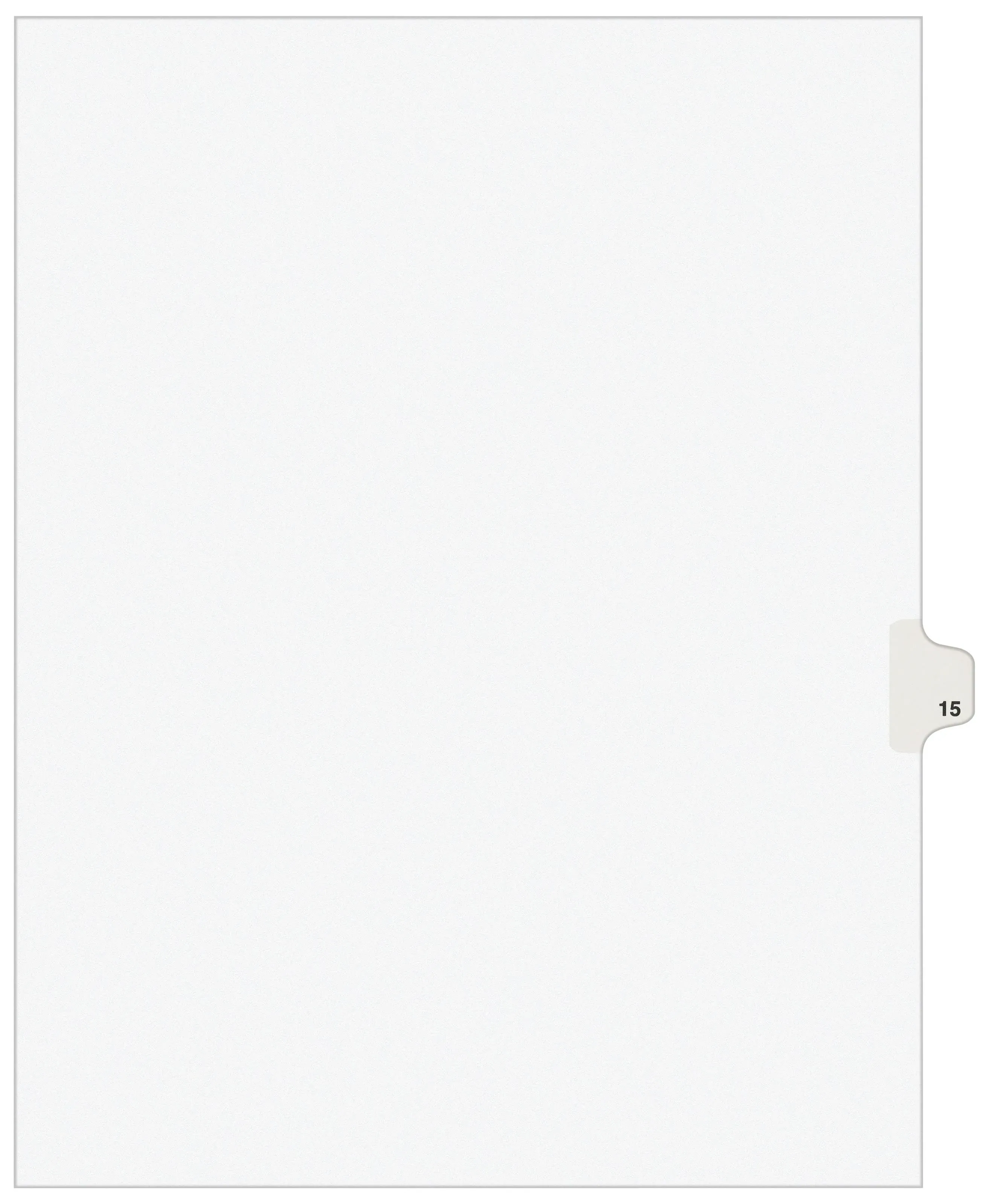 Avery-Style Legal Exhibit Side Tab Divider, Title: 15, Letter, White, 25-Pack