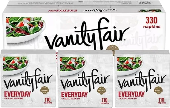 ONDAGO Vanity Fair Everyday Paper Napkins - 110 2-Ply Disposable Napkins (Pack of 3) - 330 Total