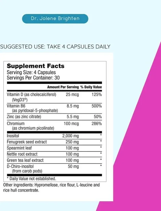 Dr. Brighten Myoinositol Plus - Doctor Formulated Ratio of Myo- and D-Chiro-Inositol to Support Pcos Symptoms, Hormone Balance, Healthy Ovarian