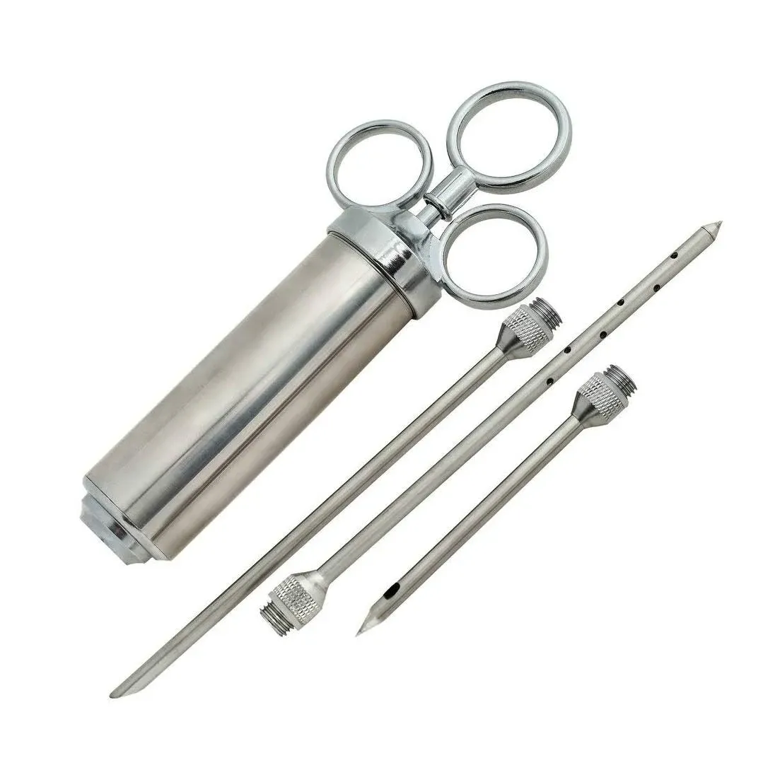 PBKay Stainless Steel Meat and Turkey Seasoning Injector Silver