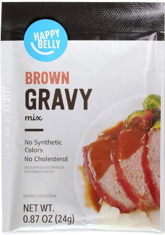 Amazon Brand - Happy Belly Brown Gravy Mix, 0.87 ounce (Pack of 12)