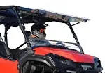 SuperATV Scratch Resistant Clear Flip Windshield For 2016+ Honda Pioneer 1000 / 1000-5 | Hard Coated on both sides For Extreme Durability | Can be Set to 3 Different Settings