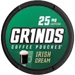 Grinds Coffee Pouches | 6 Cans of Irish Cream | Tobacco Free, Nicotine Free Healthy Alternative | 18 Pouches per Can | 1 Pouch Eq. 1/4 Cup of Coffee