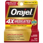 Orajel 4X Medicated for Toothache & Gum Relief, Cooling Gel, 0.25 oz (Pack of 4)