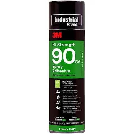 3M Hi-Strength 90 Spray Adhesive, Permanent, Bonds Laminate, Wood, Concrete, Metal, Plastic