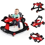 4-in-1 Baby Walker Foldable Activity Push Walker Adjustable Red