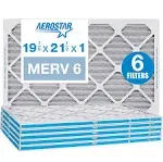 Aerostar 19 7/8 x 21 1/2 x 1 MERV 6 Pleated Air Filter, AC Furnace Air Filter, 6 Pack (Actual Size: 19 7/8"x21 1/2"x3/4")