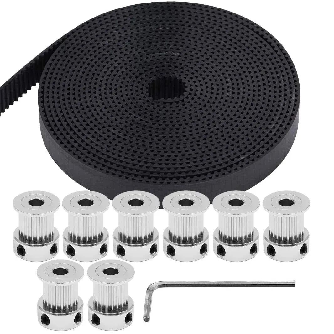 Zeelo GT2 Timing Belt 9mm Pulley, 8pcs 5mm 20 Teeth Timing Pulley Wheel and G...