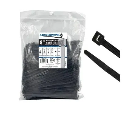 Kable Kontrol Zip Ties 8" Inch Long UV Resistant Nylon 40 Lbs Tensile