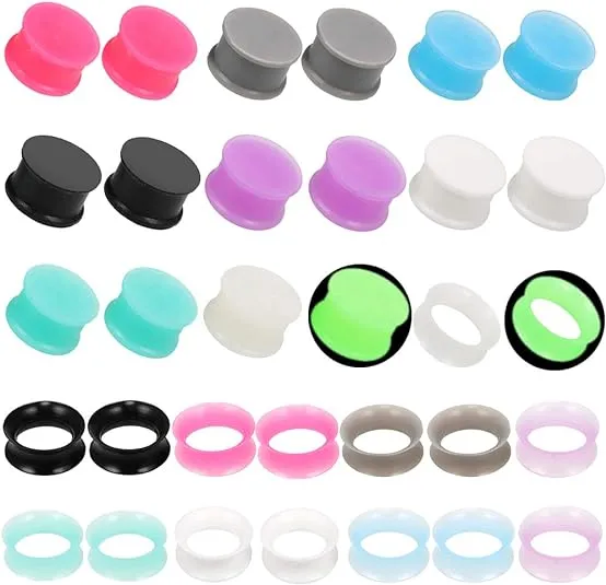 Juway Oveta Silicone Ear Plugs Gauge Plugs and Tunnles for Ear Plug Earrings for Men 00 Gauges(32PCS)