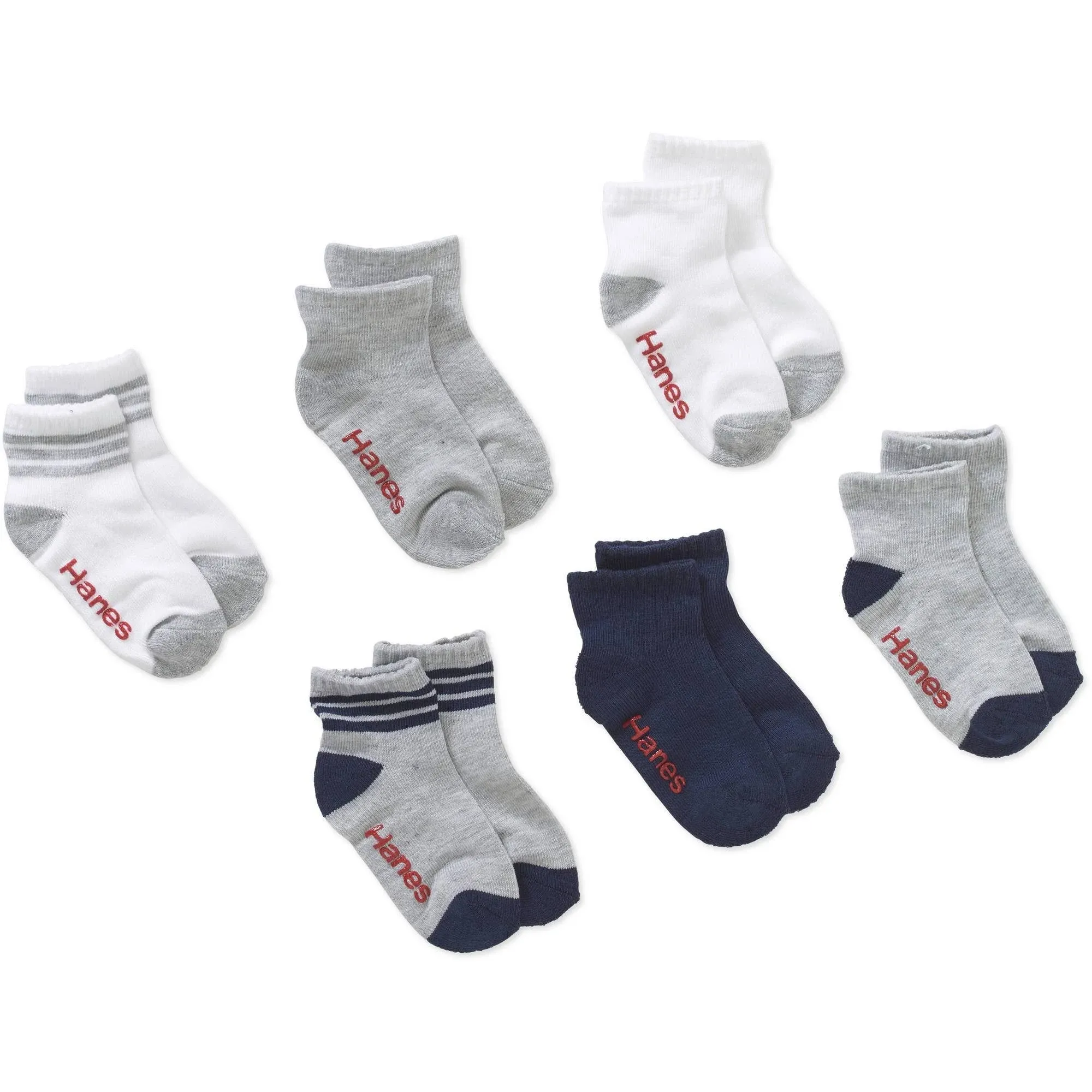 Hanes 27T6 - Infant/Toddler Boys Ankle Socks 6-Pack - Assorted