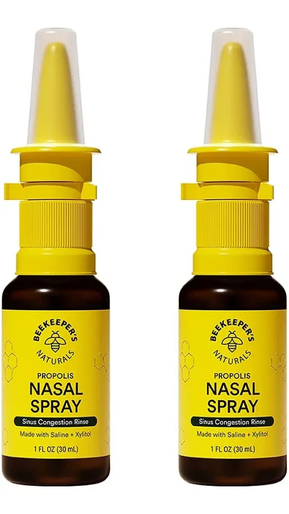 Beekeeper's Naturals Nasal Spray for Adults with Propolis, Xylitol & Saline, Clears Nasal Congestion, Moisturizes Sinus Canal, & Decongest Sinus