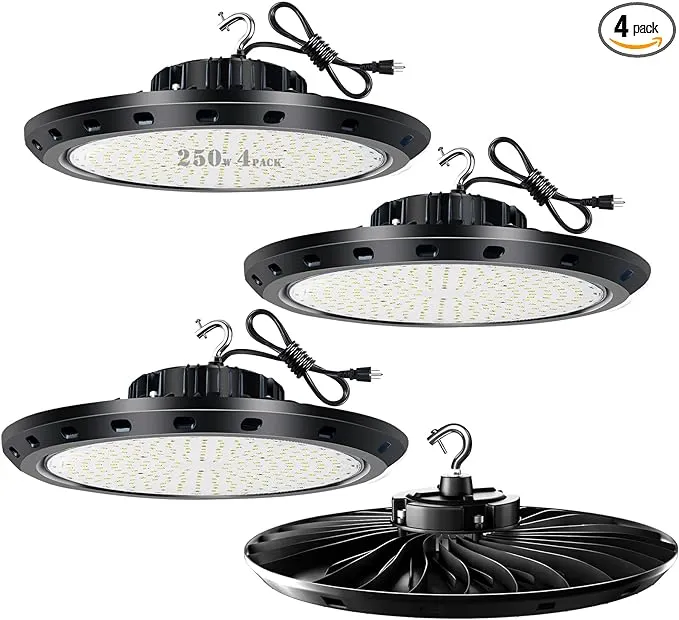 bulbeats 250W LED High Bay Light 35000lm (Eqv.1000W MH/HPS) High Bay LED Light, 5000K Ufo High Bay Lights Suit for 30-40FT Warehouse,Energy Saving