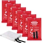 kanhiro Fire Blanket Emergency for Home Kitchen - Fiberglass Fire Suppression Blanket Great for School, Fireplace, Grill, Car, Office, Warehouse (6 Pack, 39 in X 39 in)