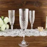 Efavormart 6 Pack 8oz Crystal Cut Reusable Plastic Champagne Glasses