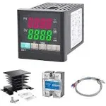 PID Temperature Controller Kit, CGELE Voltage AC 100~240V Comes with SSR 40DA Solid State Relay, K Type Thermocouple Sensor, and Black Heat Sink