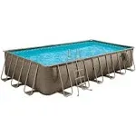 Funsicle 24'x12'x52" Oasis Rectangle Outdoor Above Ground Swimming Pool, Brown