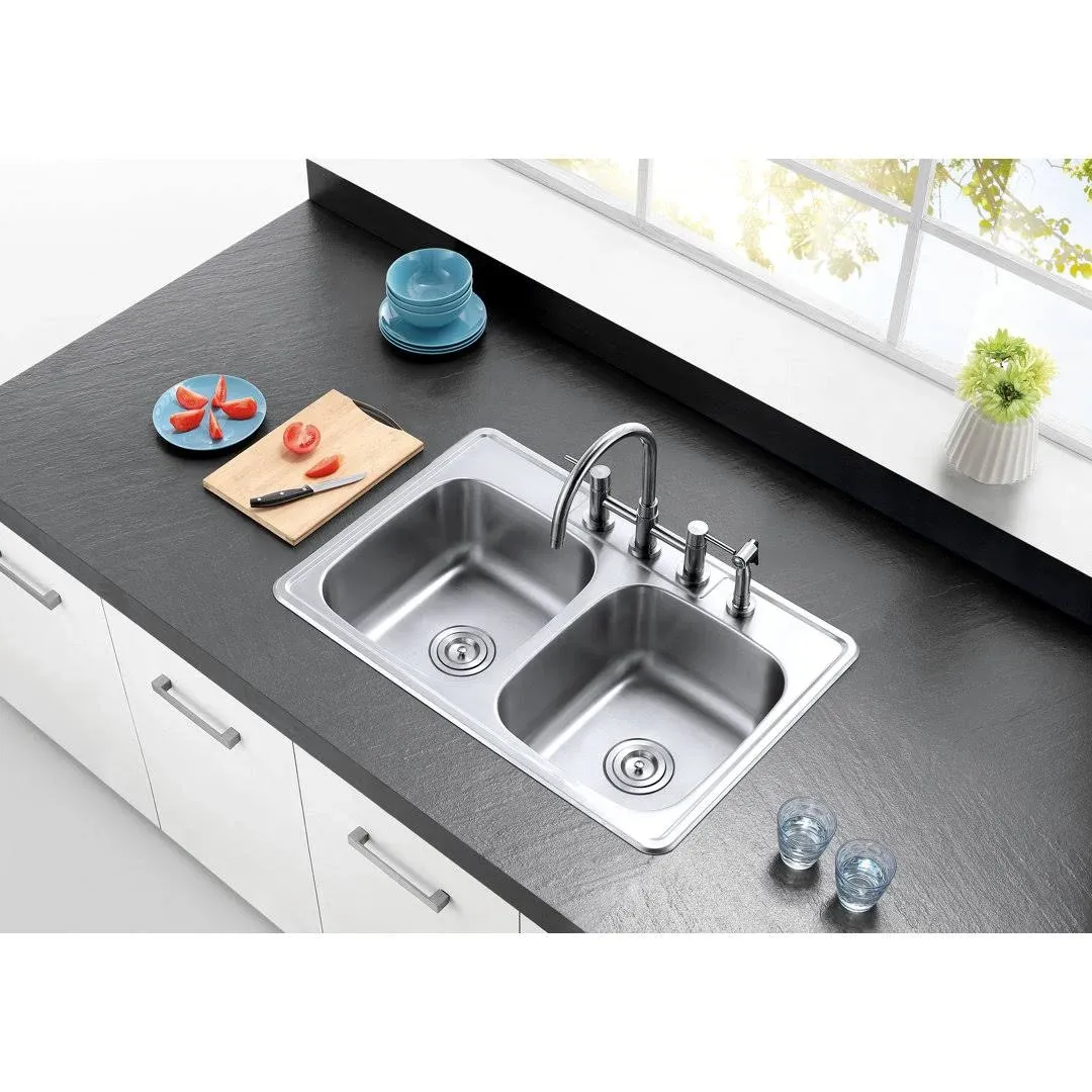 Gourmetier GKTD33227 Drop-in Double Bowl Kitchen Sink