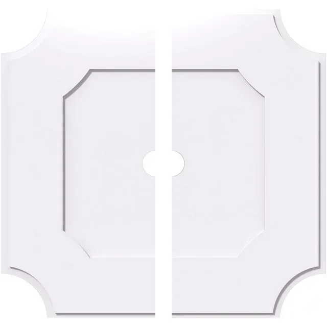 Ekena Millwork 1 in. P X 24 in. C X 40 in. OD X 3 in. ID Locke Architectural Grade PVC Contemporary Ceiling Medallion, Two Piece, Unfinished