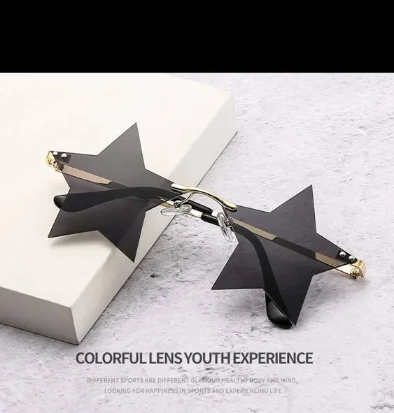 ENTHYI Rimless Star shape Sunglasses Personality Sun Glasses for women/men Party glasses personality pentagram eyewears