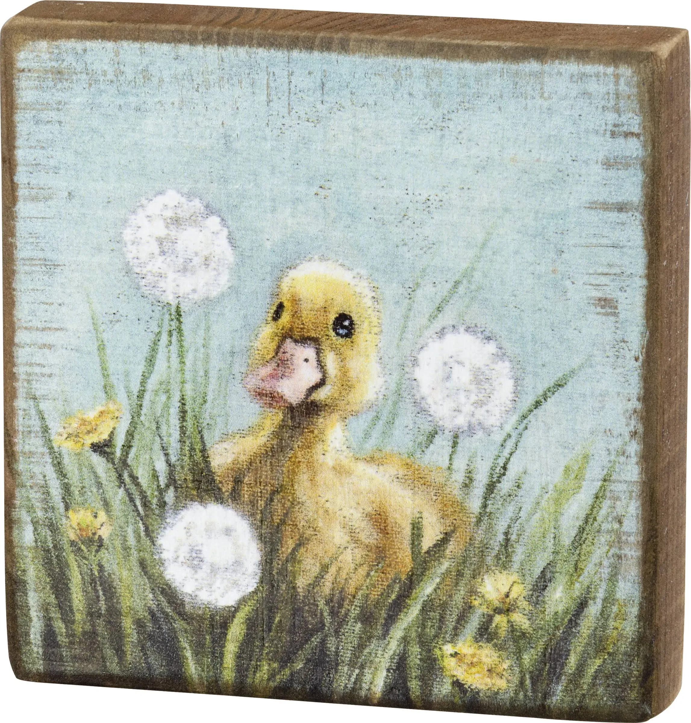 Duckling In Dandelion Field Mini 4.5" Block Sign