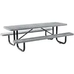 Global Industrial Expanded Steel Picnic Table, Rectangular, 96 x 62 x 29.5, Gray Top, Gray Base/Legs