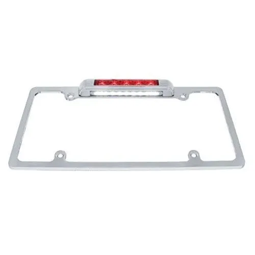 Chrome License Plate with LED Red Tail Light and Brake Light #50144