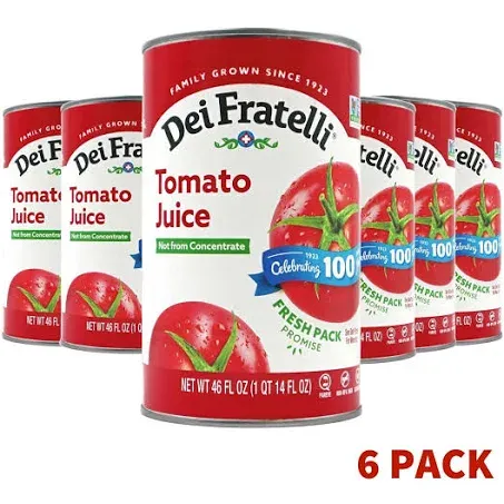 Dei Fratelli Tomato Juice, Vine Ripened Not from Concentrate, 46oz (6 pack)