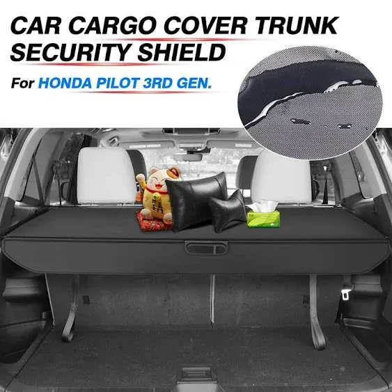 Powerty Cargo Cover for 2016-2021 2022 Honda Pilot Accessories Trunk Cover Retractable Trunk Shielding Shade Cargo Luggage Cover No Gap (NOT for Honda Passport or Pilot EX 2016)