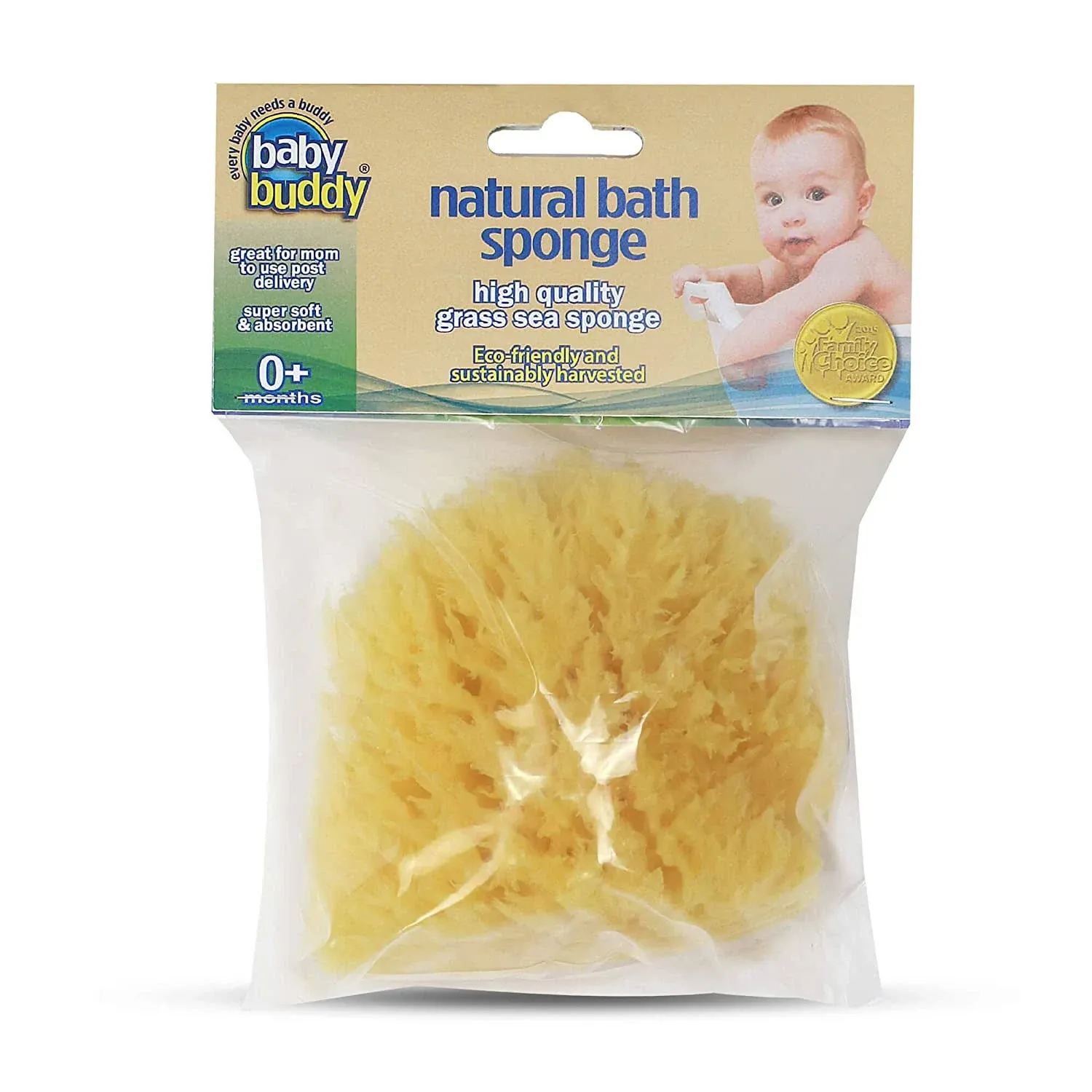 Baby Buddy Natural Bath Sponge 4Inch Grass Sea Sponge