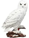 Mystical White Snow Owl Bird Statue 12.25"Tall Nocturnal Bird Wildlife Owl Decor