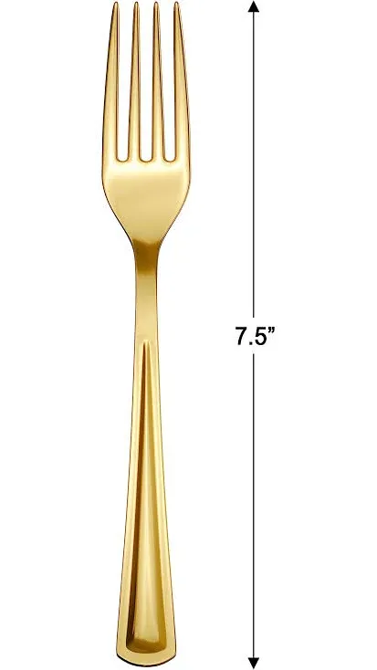 160 Pack Gold Plastic Forks Heavy Duty - Gold Disposable Silverware - Gold Plastic Silverware - Gold Forks Disposable - Plastic Silverware Heavy Duty For Catering, Parties, Weddings & More Exquisite