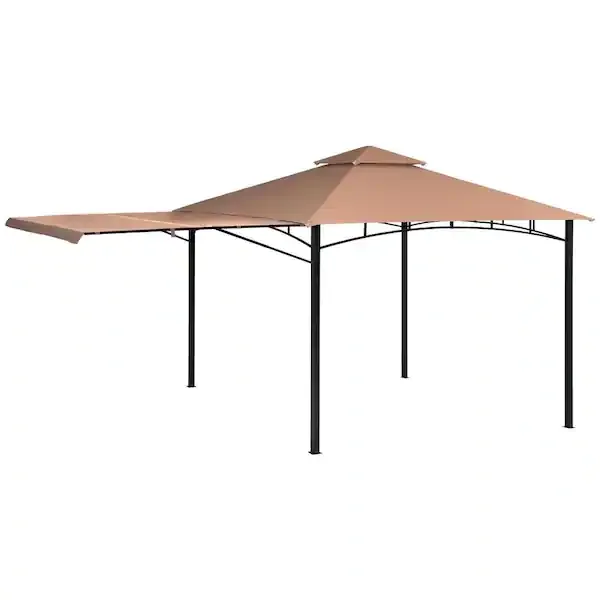 ShelterLogic 11 ft. D x 11 ft. W Redwood High-Quality Steel Gazebo in Bronze with Water-Resistant Cover and Seasonal Shade 24011