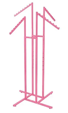 4-Way Clothing Rack Hot Pink Slant Arm Garment Retail Display 48 - 72&#034; H Adjust