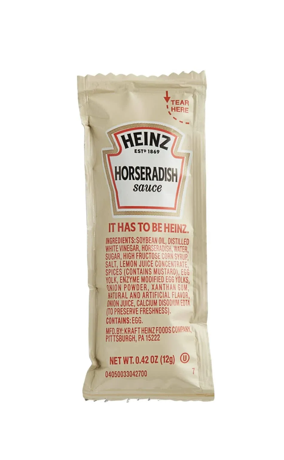 Heinz Horseradish Single Serve Condiment Portion Control Packets, 25 Packets