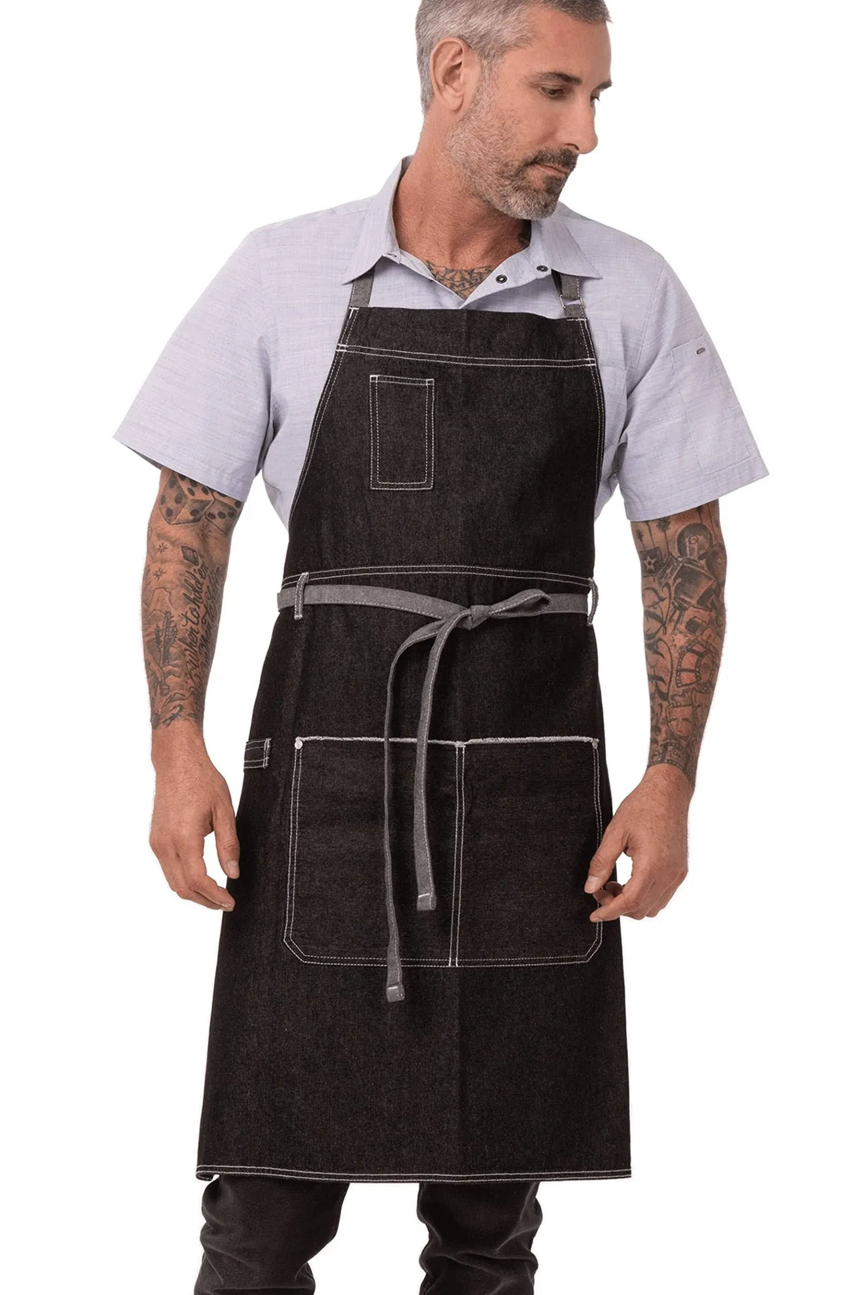 Chef Works Bronx Black Bib Apron