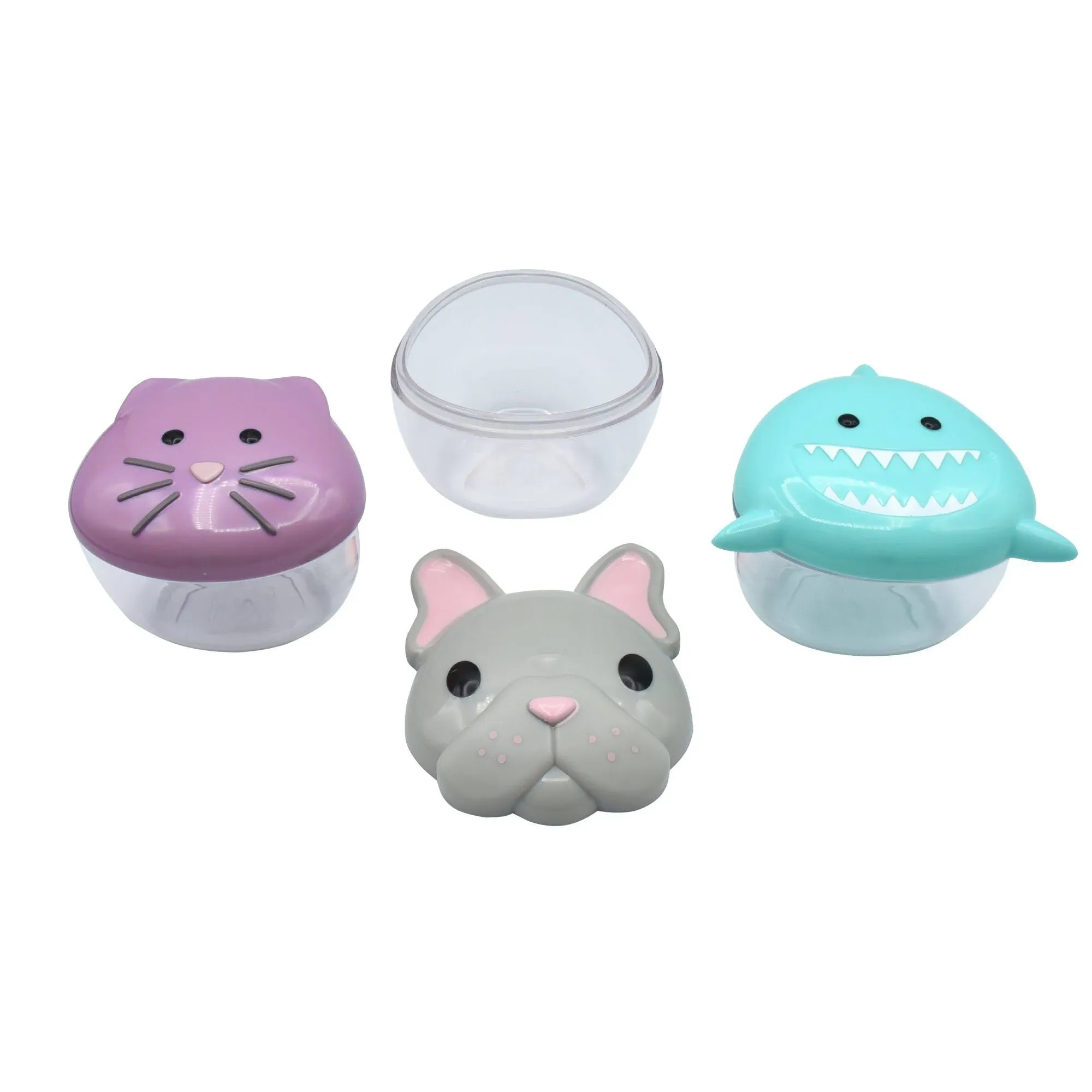 melii Animal Snack Containers with lids - Food Storage for Toddlers and Kids - Bulldog, Shark, Cat, Pack of 3