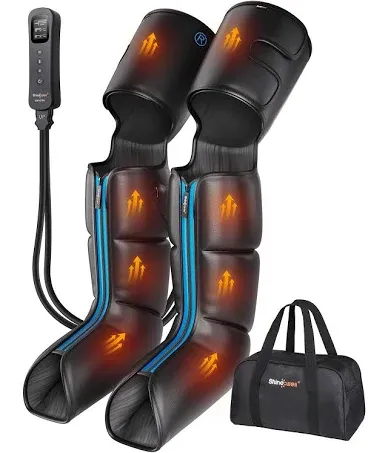 SHINE WELL Leg Massager with Heat and Compression, Leg Massager for Circulation and Pain Relief, Full Leg Massager with 3 Heat 3 Modes 3 Intensities, for Athletes Runner Cyclist, FSA HSA Approved