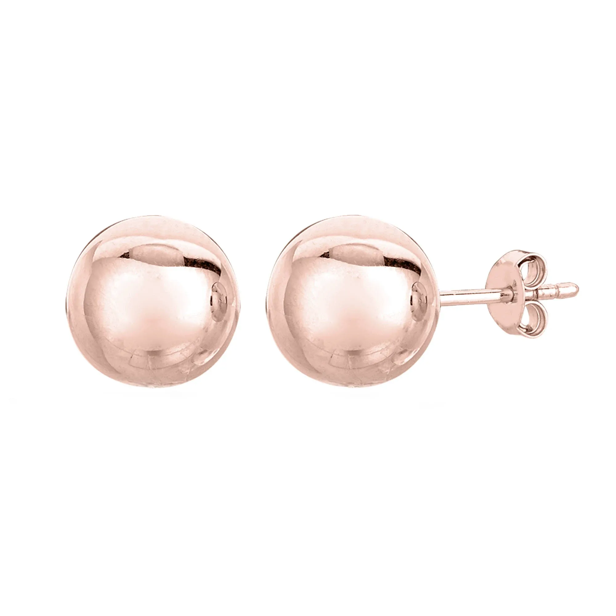 14K Rose Real Gold Ball Stud Earrings