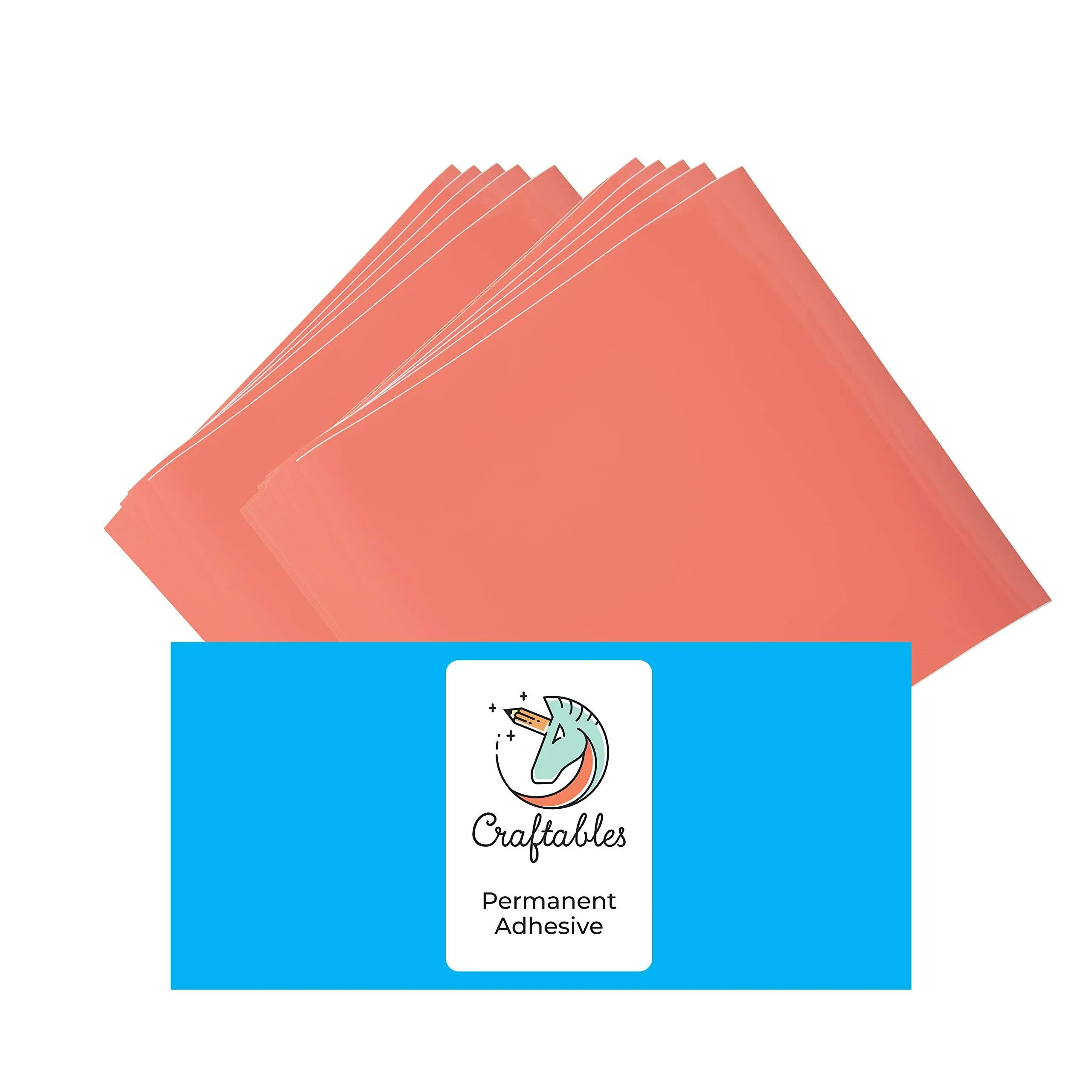 Craftables Coral Vinyl Sheets - Permanent, Adhesive, Glossy & Waterproof | (10)