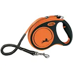 FLEXI New Classic Tape Retractable Dog Leash for Medium Dogs Upto 77 lbs. –16 ft., Orange/Black |Tangle Free Pet Walking Leash with One-Handed Brake, Pause, Lock |German Quality Product