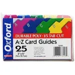 Oxford Poly Index Card Guide Set, 3 x 5 Inches, A-Z, 1/5 Inch Cut Tabs, Assorted Colors, 25 per Set (73153)