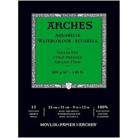 Arches Cold Press Watercolor Pad, 9"X12" 2-Pack