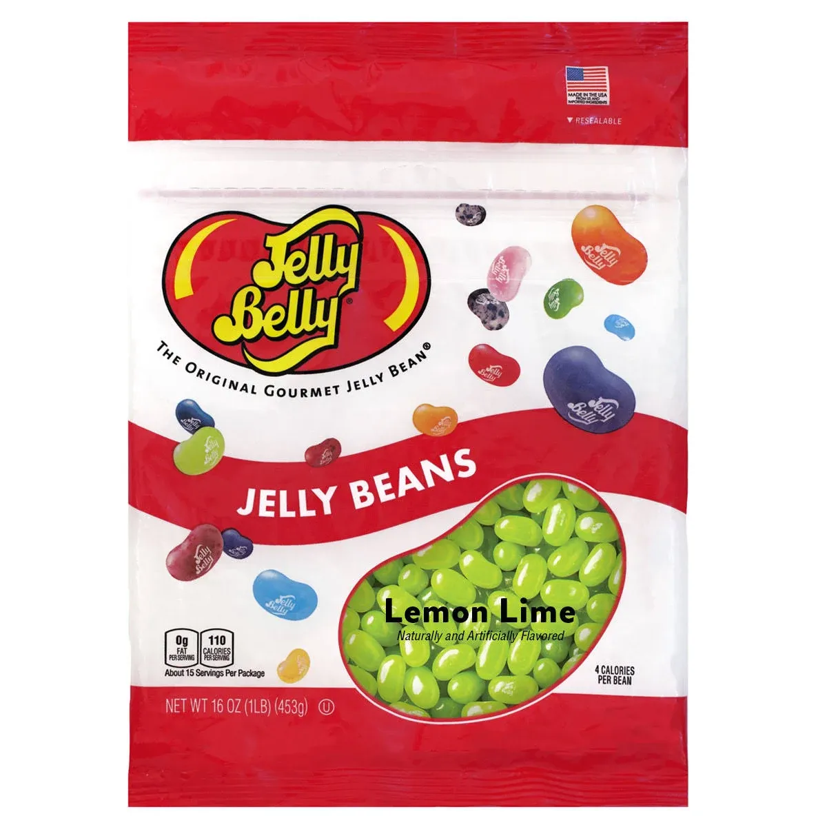 Jelly Belly Lemon Lime Jelly Beans - 1 Pound (16 ounces) Resealable Bag - Genuine, Official, Straight from The Source