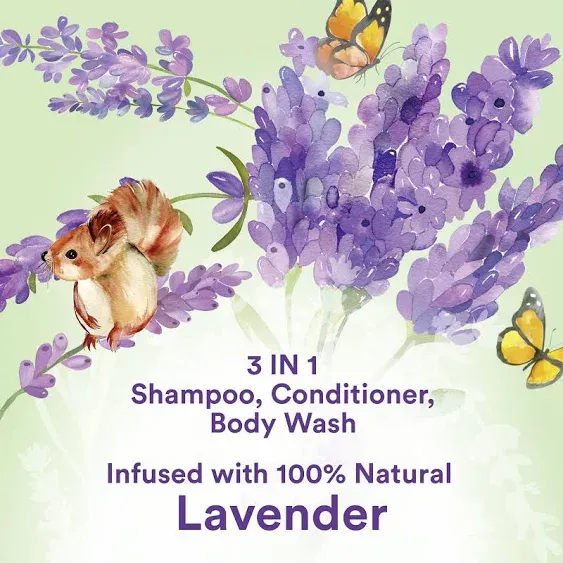 Suave Kids Natural Lavender Oil 3-in-1 Tear Free, Body Wash, Shampoo and Conditioners, No Sulfates, No Parabens, No Silicones, No Dyes, 16.5 oz Pack