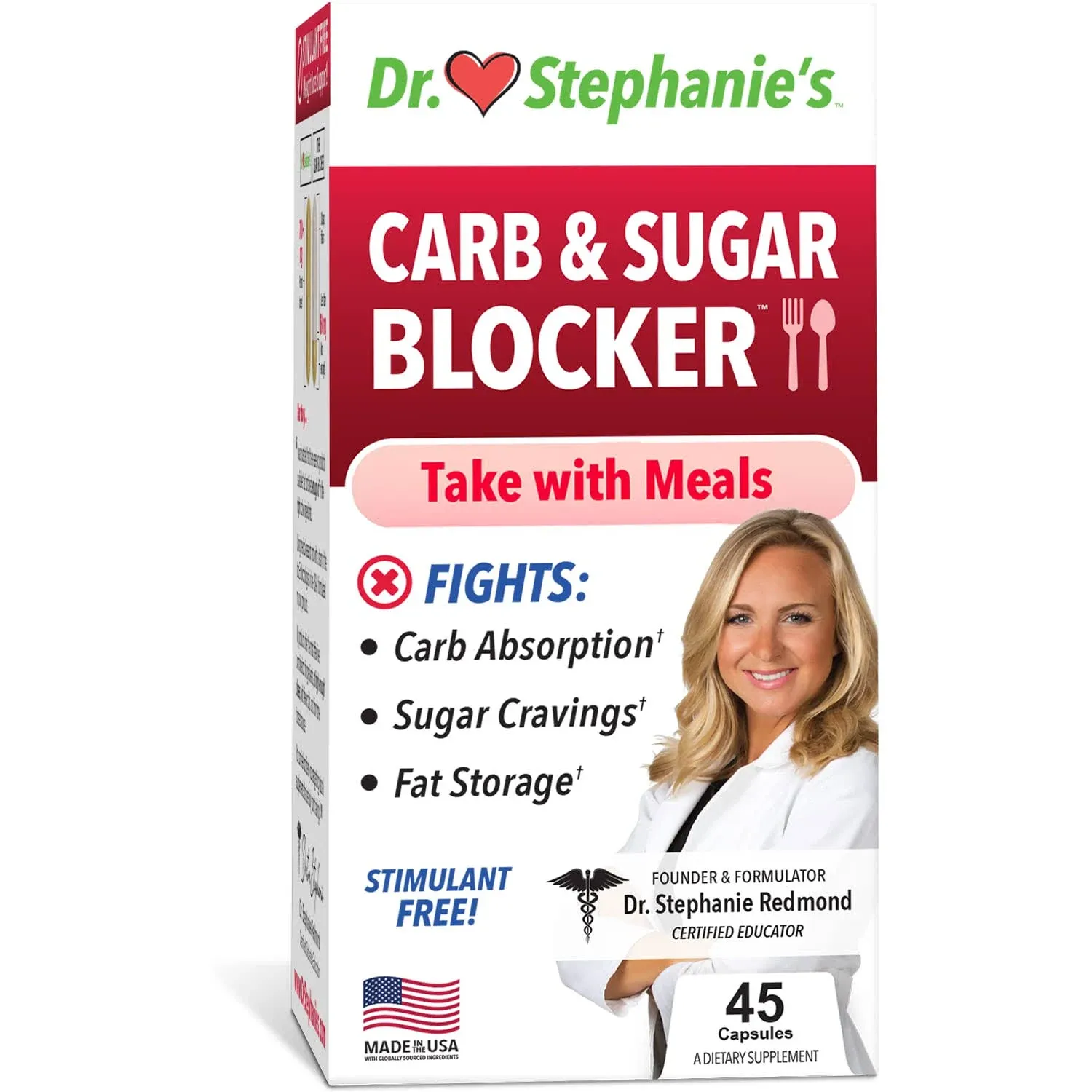 Dr. Stephanie&#039;s Carb &amp; Sugar Blocker 45 Capsules Dietary Supplement NEW